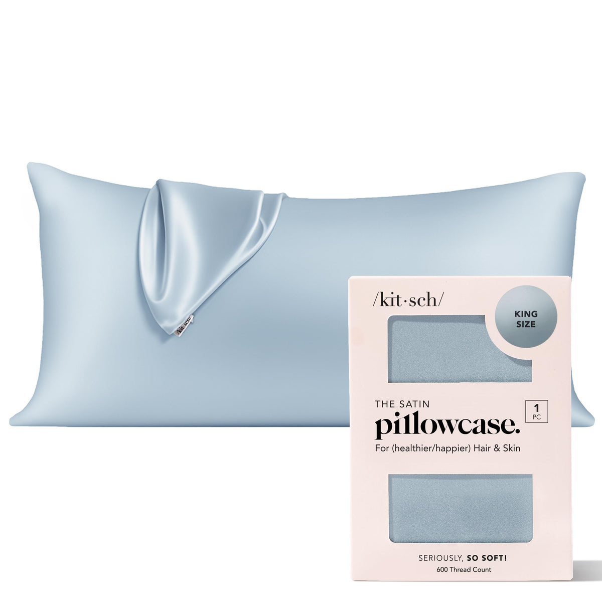 Kitsch Satin Pillowcase with Zipper - 2 pcs King Size, Ivory