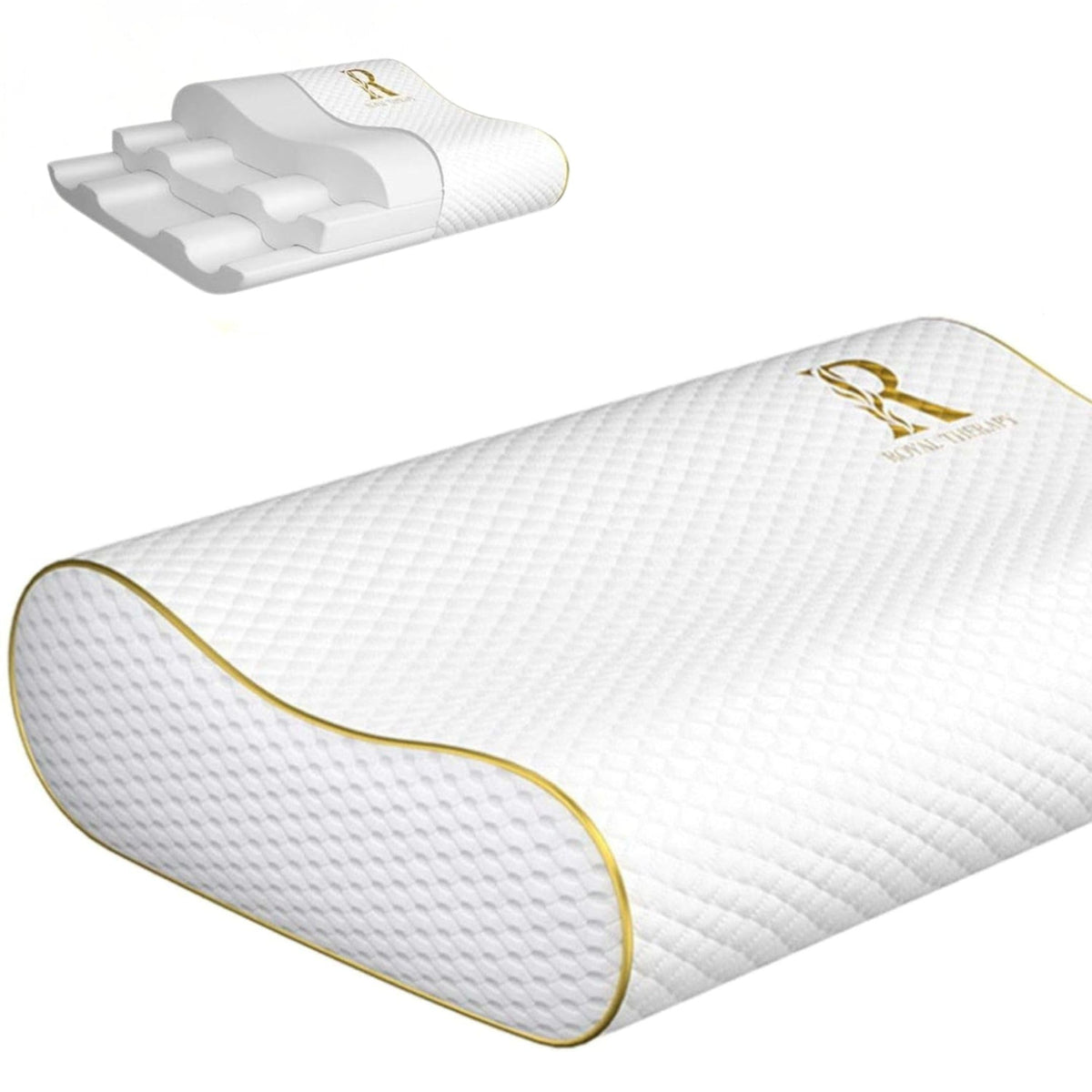 Royal Therapy Memory Foam Pillow, Queen Neck Pain Relief, Contour Cervical Pillow, for Neck and Shoulder Pain, Side, Back and Stomach Sleeper, 24x14x5 inches