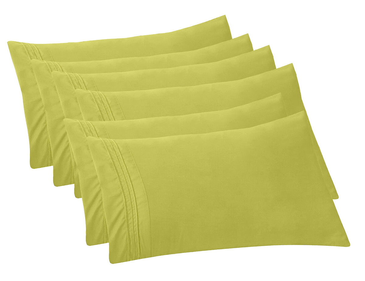 Elegant Comfort 4-PACK Solid Pillowcases 1500 Premium Hotel Quality Microfiber - Smooth Weave, Wrinkle and Stain Resistant, Easy Slip-On, 4-Piece Set, Standard/Queen Pillowcase, Gray