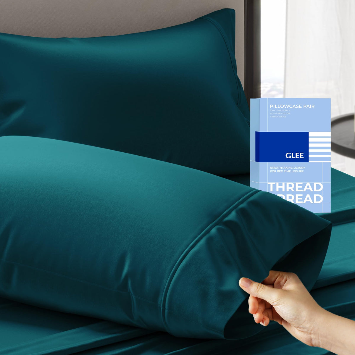 THREAD SPREAD 100% Cotton Pillow Cases Queen Size Set of 2 - Luxury 400 Thread Count Queen Pillow Cases (White), Soft Cooling Breathable Hotel Cotton Pillowcases, Fits Standard Pillows