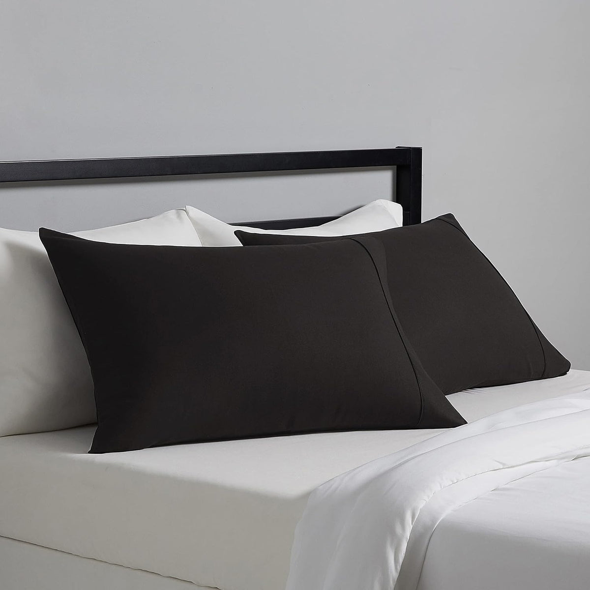 Amazon Basics Standard Pillowcases Set of 2 - Lightweight, Super Soft Easy Care Microfiber, Black, 30" L x 20" W, Pillows Not Included
