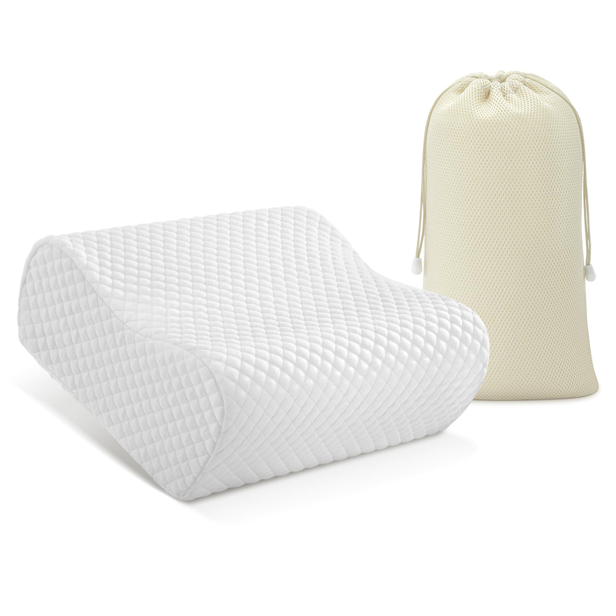 AM AEROMAX 32" King Contour Memory Foam Pillow for Neck Pain Relief, White