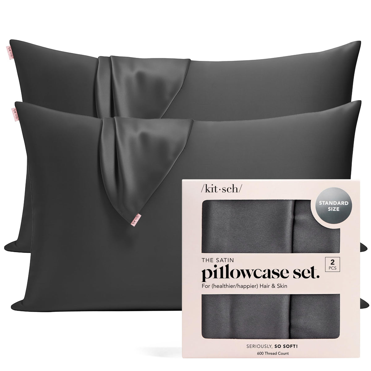 Kitsch Satin Pillowcase with Zipper - 2 pcs King Size, Ivory