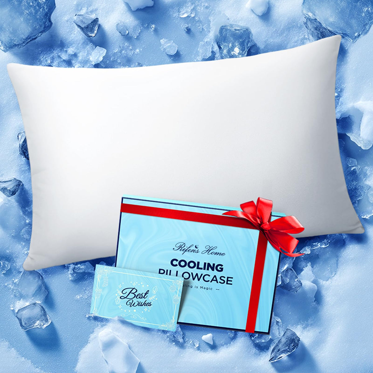 Ultra-Chill Cooling Pillowcase Set of 2 for Hot Sleepers, Softer Than Silk Pillow Cases for Protecting Hair & Skin, Breathable Bed Pillow Covers w/Zipper, Gifts for Women Men (Navy Blue, Standard)