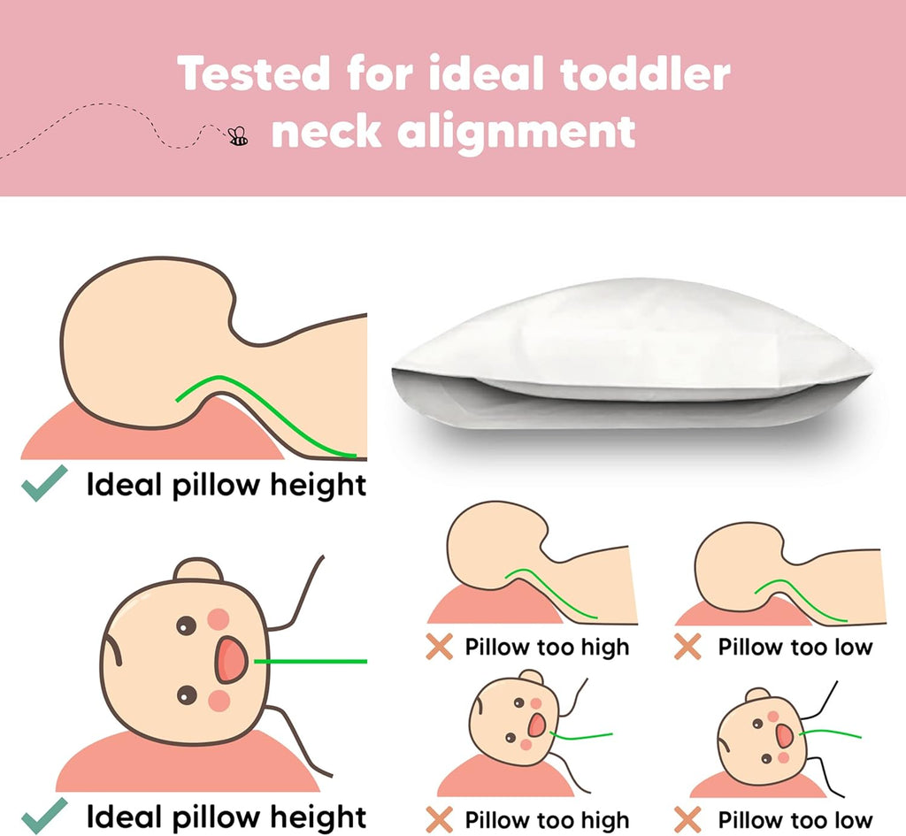 Toddler Pillow with Pillowcase, 13x18 My Little Dreamy Pillow (Soft White)