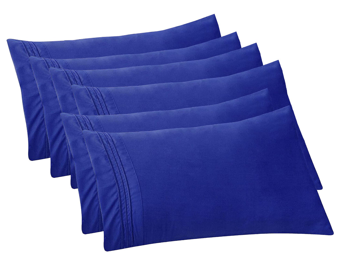 Elegant Comfort 4-PACK Solid Pillowcases 1500 Premium Hotel Quality Microfiber - Smooth Weave, Wrinkle and Stain Resistant, Easy Slip-On, 4-Piece Set, Standard/Queen Pillowcase, Gray