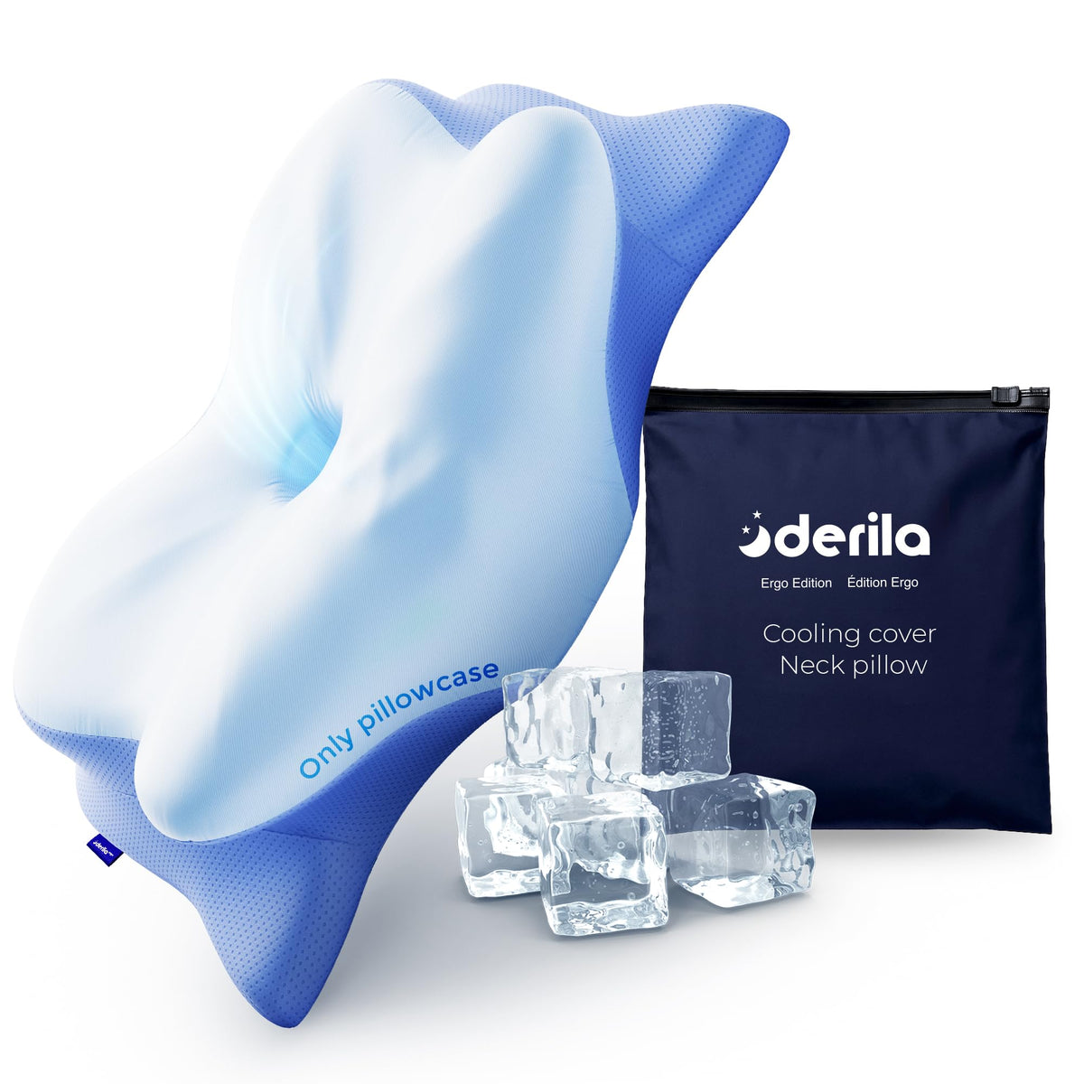 Derila Ergo Cervical Neck Pillow for Sleeping Pillow Contour Memory Foam Pillows for Back, Side Sleeper Pillows 21.25 x 14.17 x 4.72 inches