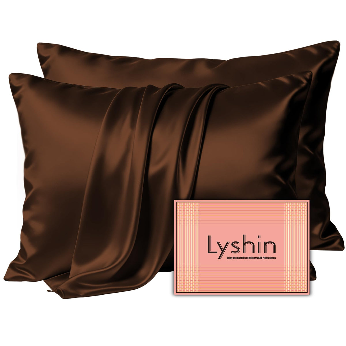 LYSHIN White Silk Pillow Cases Standard Size with Hidden Zipper