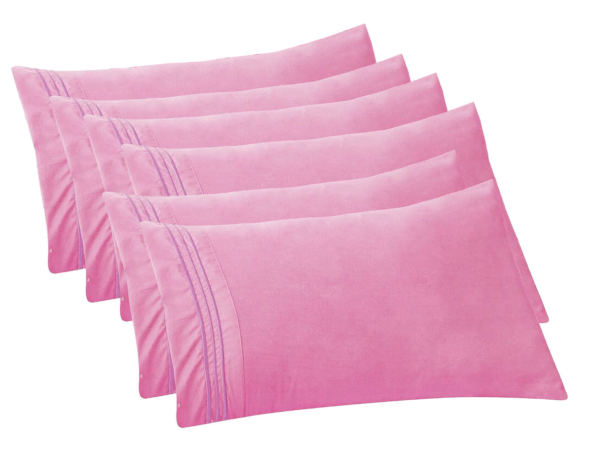 Elegant Comfort 4-PACK Solid Pillowcases 1500 Premium Hotel Quality Microfiber - Smooth Weave, Wrinkle and Stain Resistant, Easy Slip-On, 4-Piece Set, Standard/Queen Pillowcase, Gray