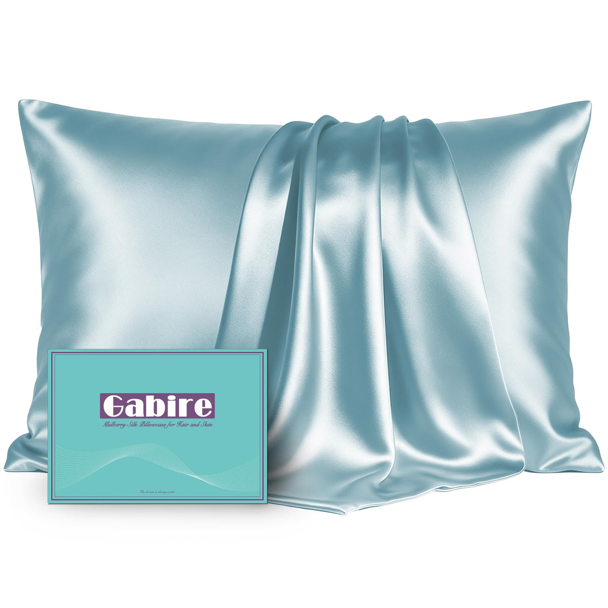 Gabire Mulberry Silk Pillow Cases Set of 2, Both Sides Real Silk Pillowcase for Hair and Skin Prevent Acne Pillowcase Organic Silk Pillowcase 2 Pack with Hidden Zipper, Black, Standard (20"×26")