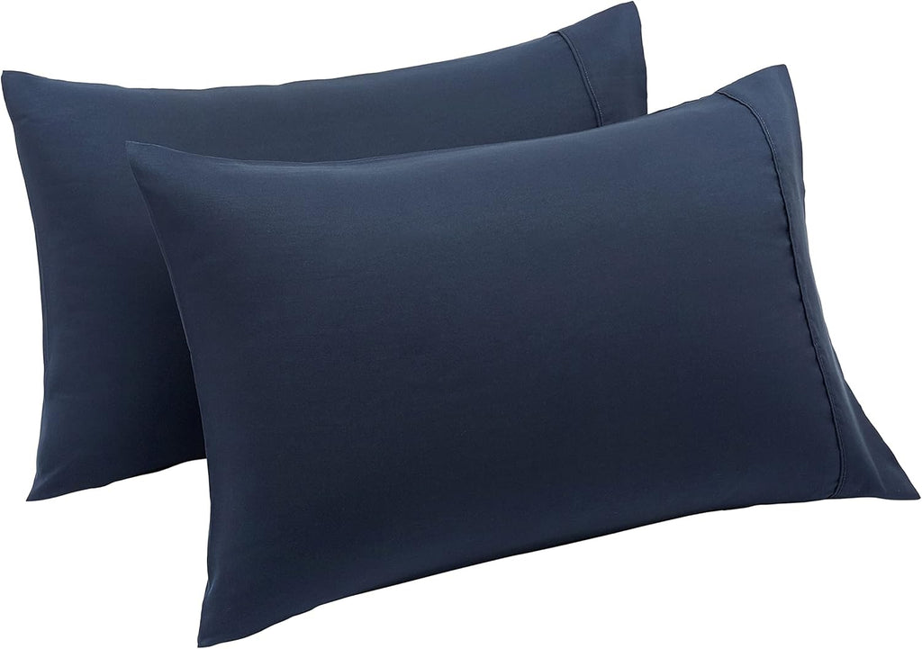 Amazon Basics Standard Pillowcases Set of 2 - Lightweight, Super Soft Easy Care Microfiber, Navy Blue, 30" L x 20" W, Pillows Not Included