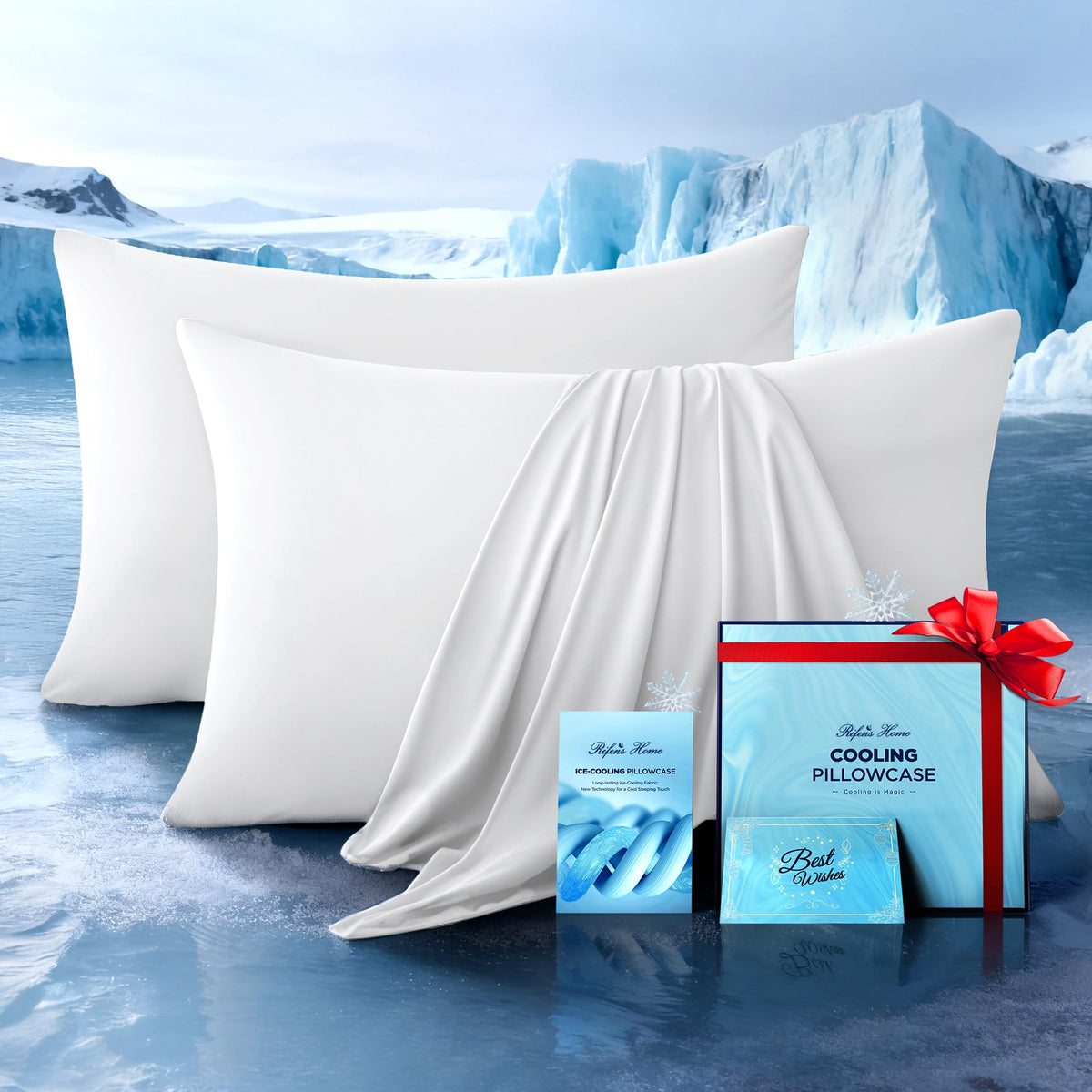 Ultra-Chill Cooling Pillowcase Set of 2 for Hot Sleepers, Softer Than Silk Pillow Cases for Protecting Hair & Skin, Breathable Bed Pillow Covers w/Zipper, Gifts for Women Men (Navy Blue, Standard)