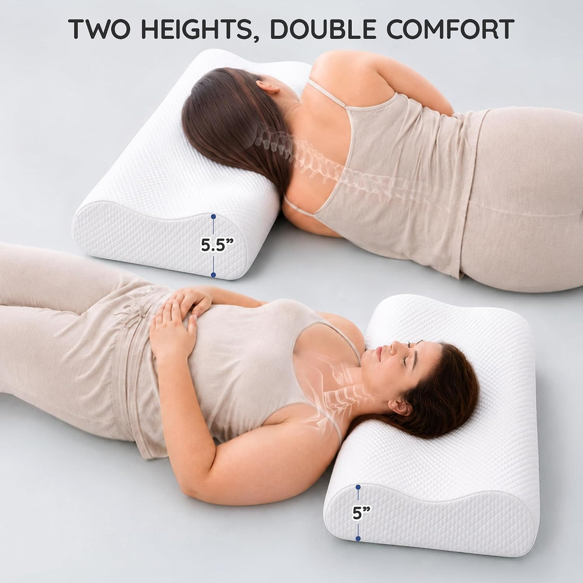 AM AEROMAX 32" King Contour Memory Foam Pillow for Neck Pain Relief, White