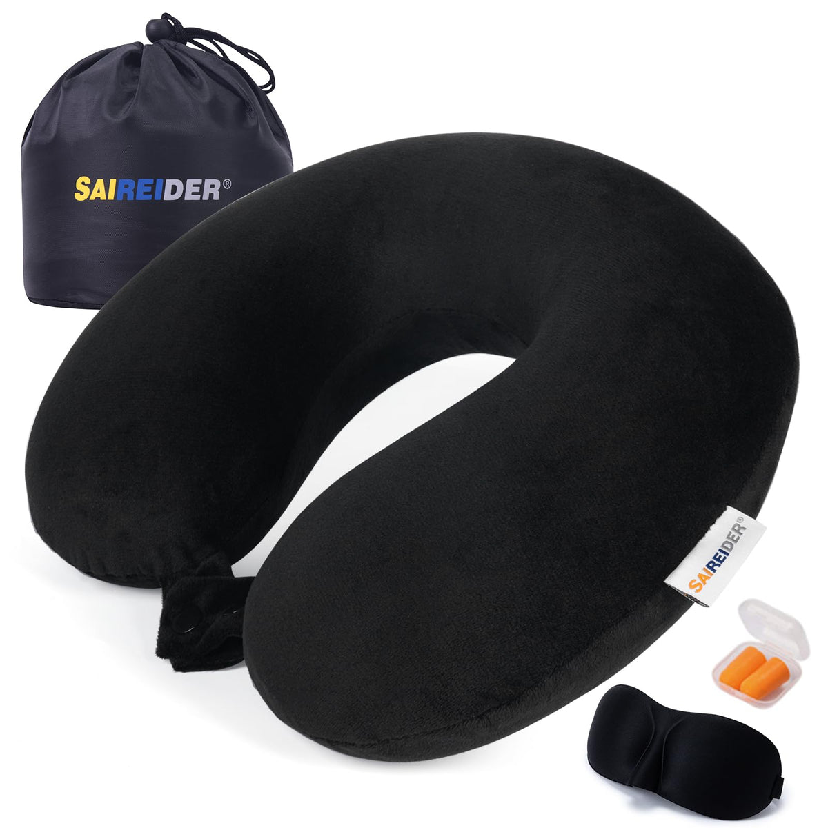 SAIREIDER Neck Pillows for Travel-Head Neck Support Travel Pillow for Traveling, Car, Home, Office Adjustable(Navy Blue)