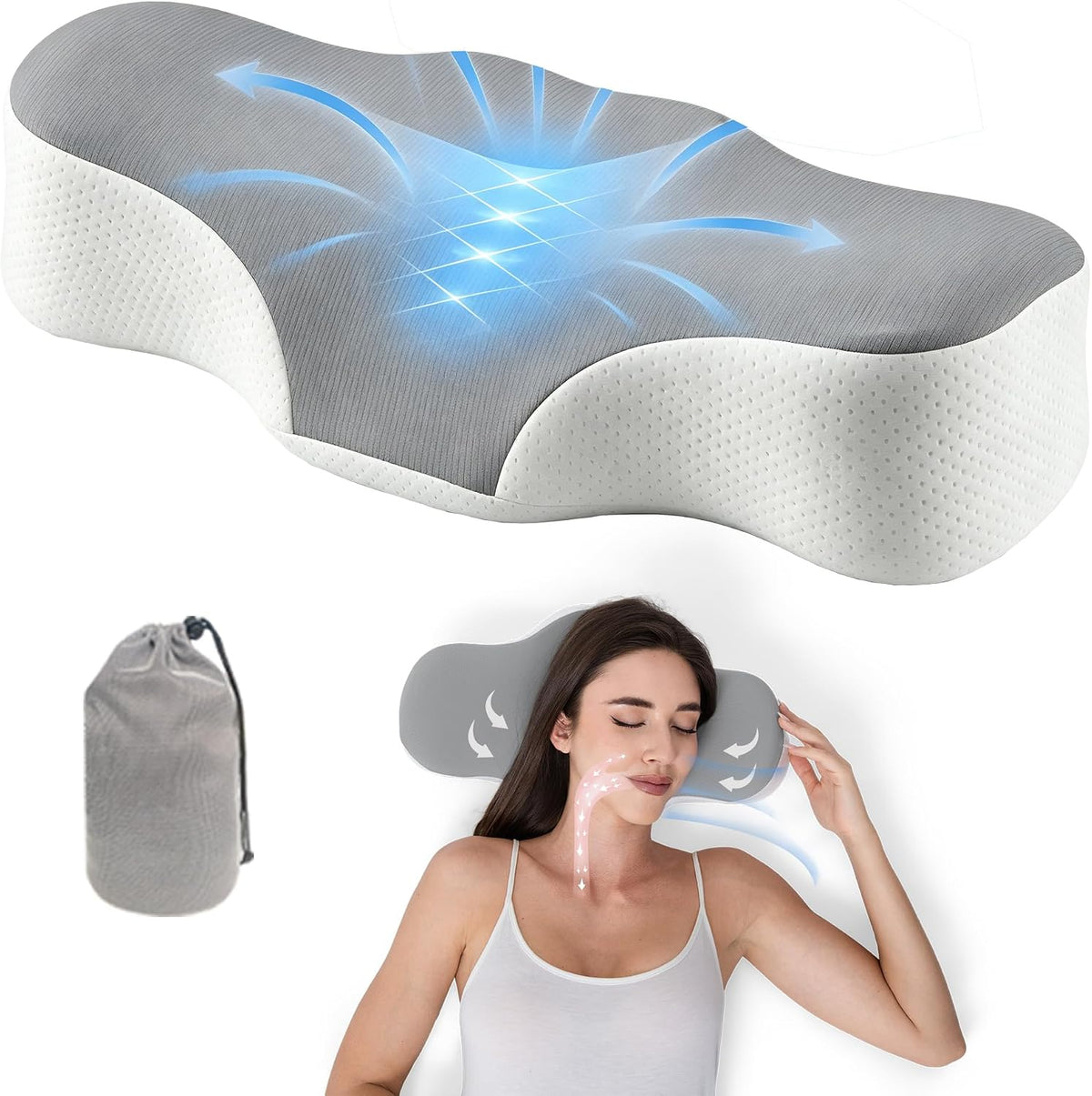 Bespilow Travel Size Cervical Neck Pillow for Sleeping,Ergonomic Support