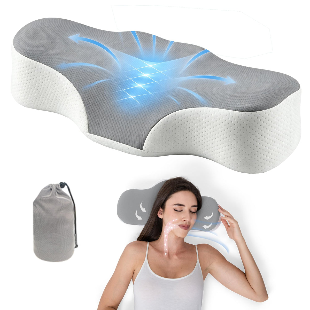 Bespilow Travel Size Cervical Neck Pillow for Sleeping,Ergonomic Support