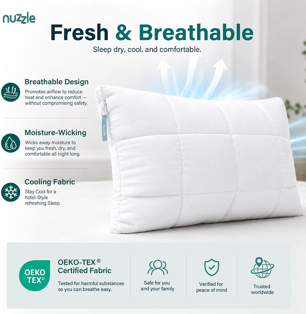 Nuzzle Pillow Standard Adjustable Neck Pillow,Soft Luxury Hotel Feel