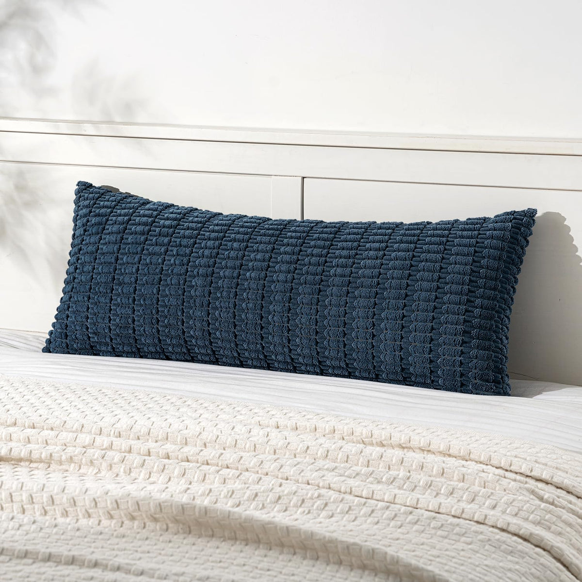 MIULEE Corduroy Decorative Throw Pillow Covers 20x20 Cream White Pack of 2