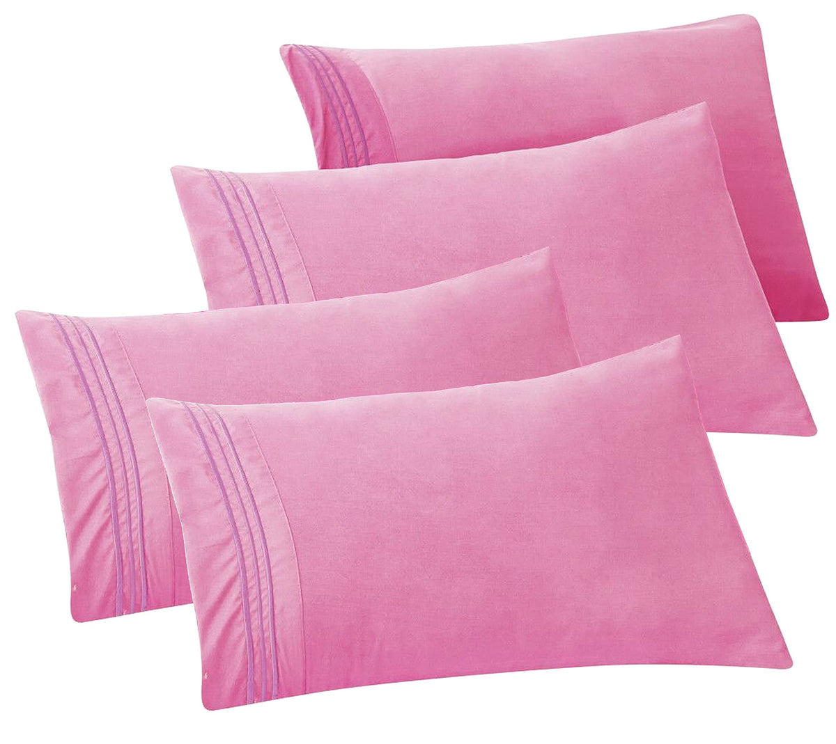 Elegant Comfort 4-PACK Solid Pillowcases 1500 Premium Hotel Quality Microfiber - Smooth Weave, Wrinkle and Stain Resistant, Easy Slip-On, 4-Piece Set, Standard/Queen Pillowcase, Gray