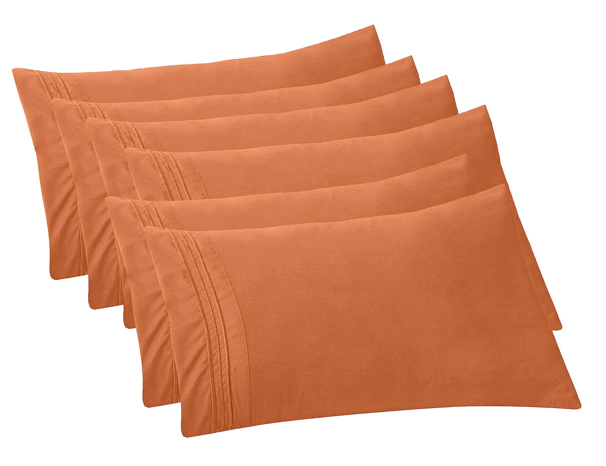 Elegant Comfort 4-PACK Solid Pillowcases 1500 Premium Hotel Quality Microfiber - Smooth Weave, Wrinkle and Stain Resistant, Easy Slip-On, 4-Piece Set, Standard/Queen Pillowcase, Gray