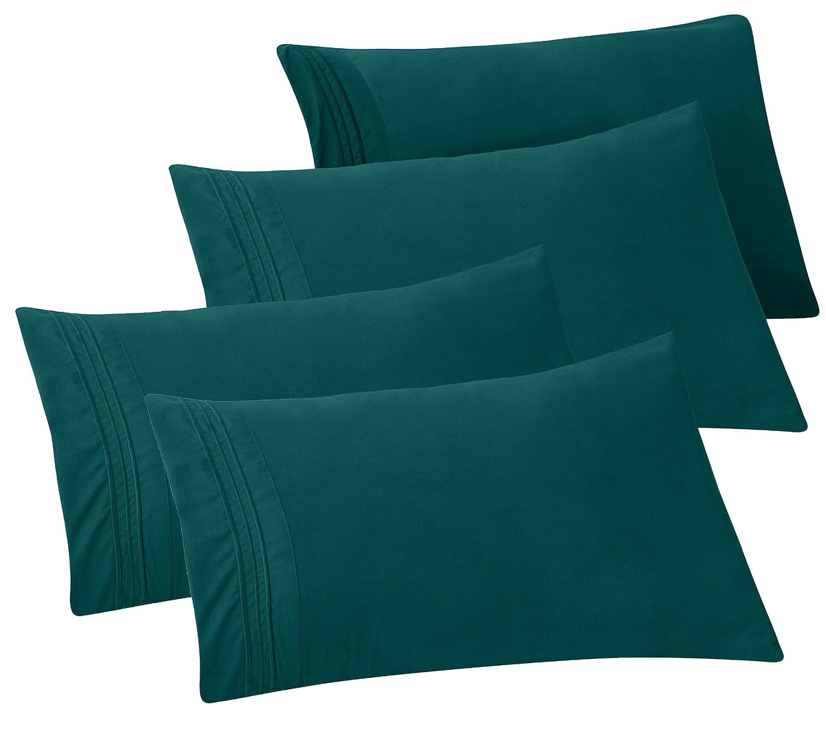 Elegant Comfort 4-PACK Solid Pillowcases 1500 Premium Hotel Quality Microfiber - Smooth Weave, Wrinkle and Stain Resistant, Easy Slip-On, 4-Piece Set, Standard/Queen Pillowcase, Gray