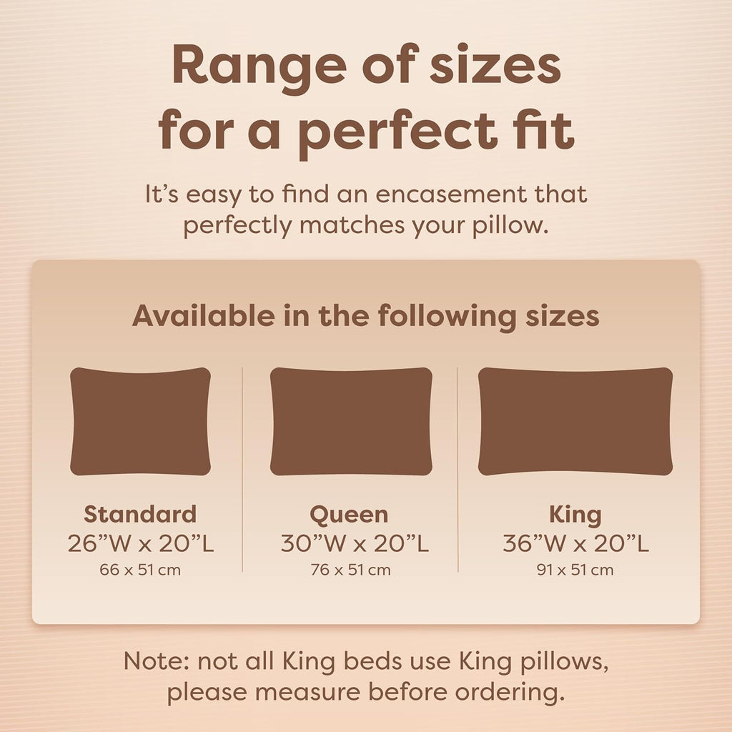 HOSPITOLOGY PRODUCTS Pillow Encasement- Zippered Bed Bug Dust Mite Proof Hypoallergenic - Sleep Defense System - Standard - Waterproof - Set of 2 - 20" H x 26" W