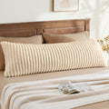 BEDELITE Fluffy Striped Body Pillow Cover with Zipper, Cream White, 20x54