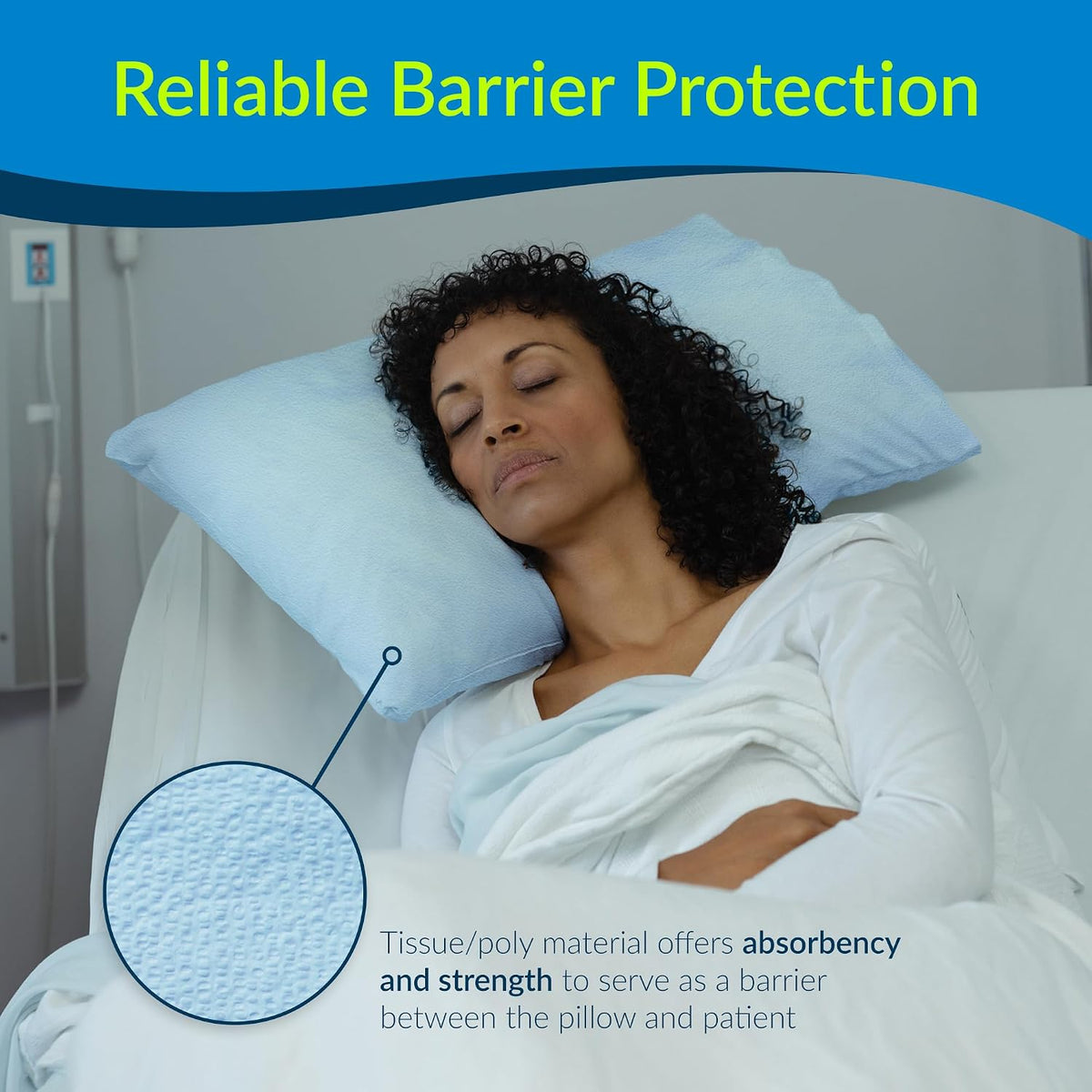 TIDI 703 Avalon Disposable Pillow Case Covers, Blue, 21 x 30 in, 100 Count