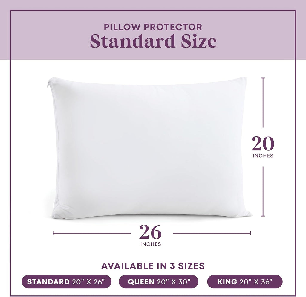 CirclesHome Pillow Protectors 4 Pack Standard Zippered - 100% Cotton Breathable Pillowcases - Protects Pillows from Dirt, Dust and Debri (Standard - Set of 4 - 20x26)