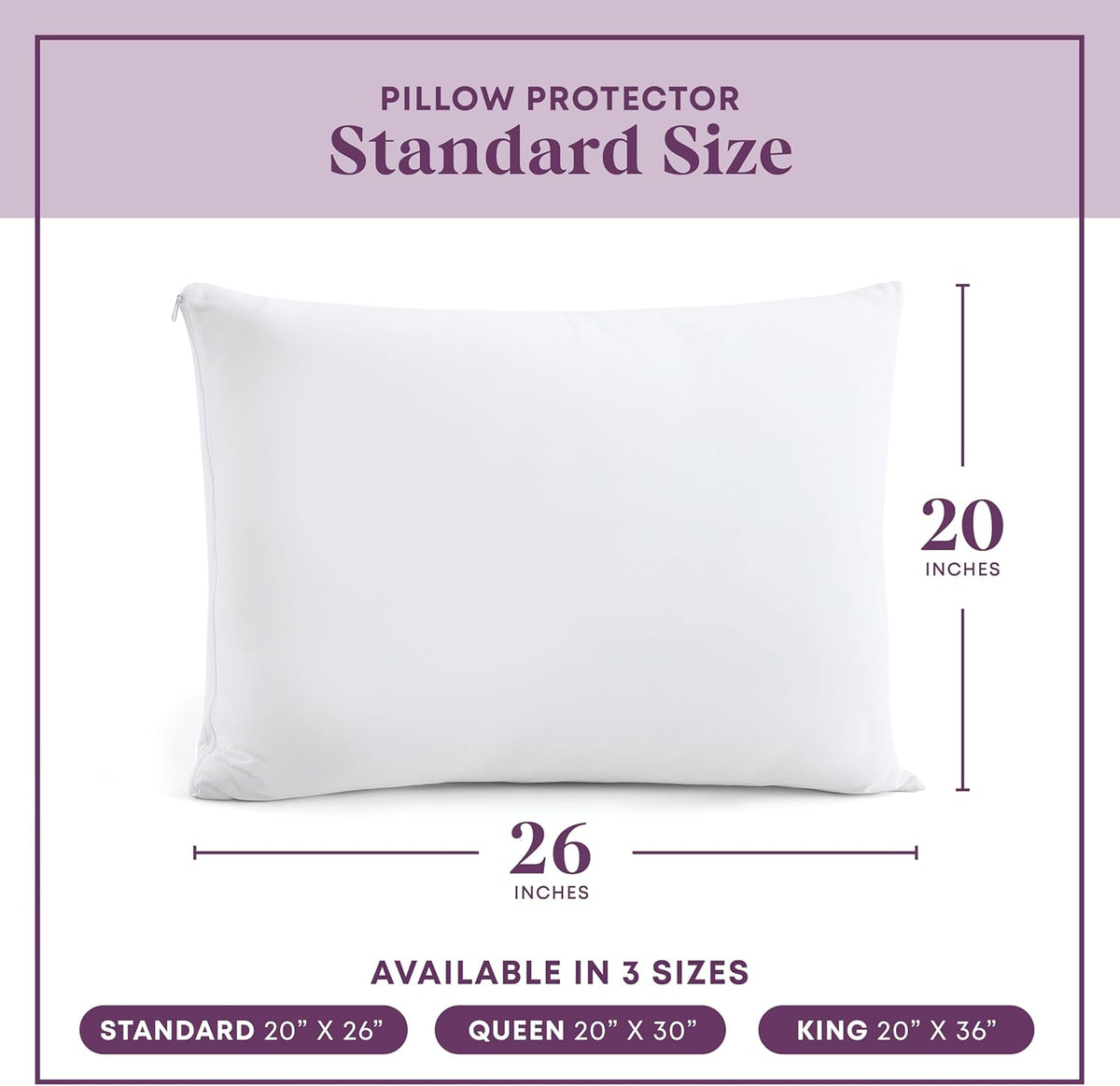 CirclesHome Pillow Protectors 4 Pack Standard Zippered - 100% Cotton Breathable Pillowcases - Protects Pillows from Dirt, Dust and Debri (Standard - Set of 4 - 20x26)