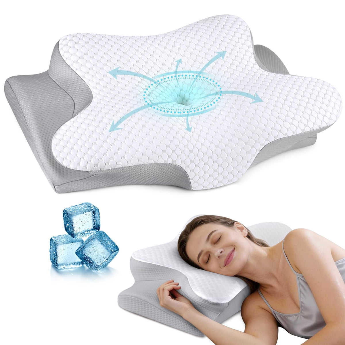 Cervical Neck Pillow for Pain Relief - Ergonomic Pillow Side Sleeper Pillow for Sleeping, Orthopedic Bed Pillow Neck Support Pillow, Contour Memory Foam Pillows for Side Back Sleepers