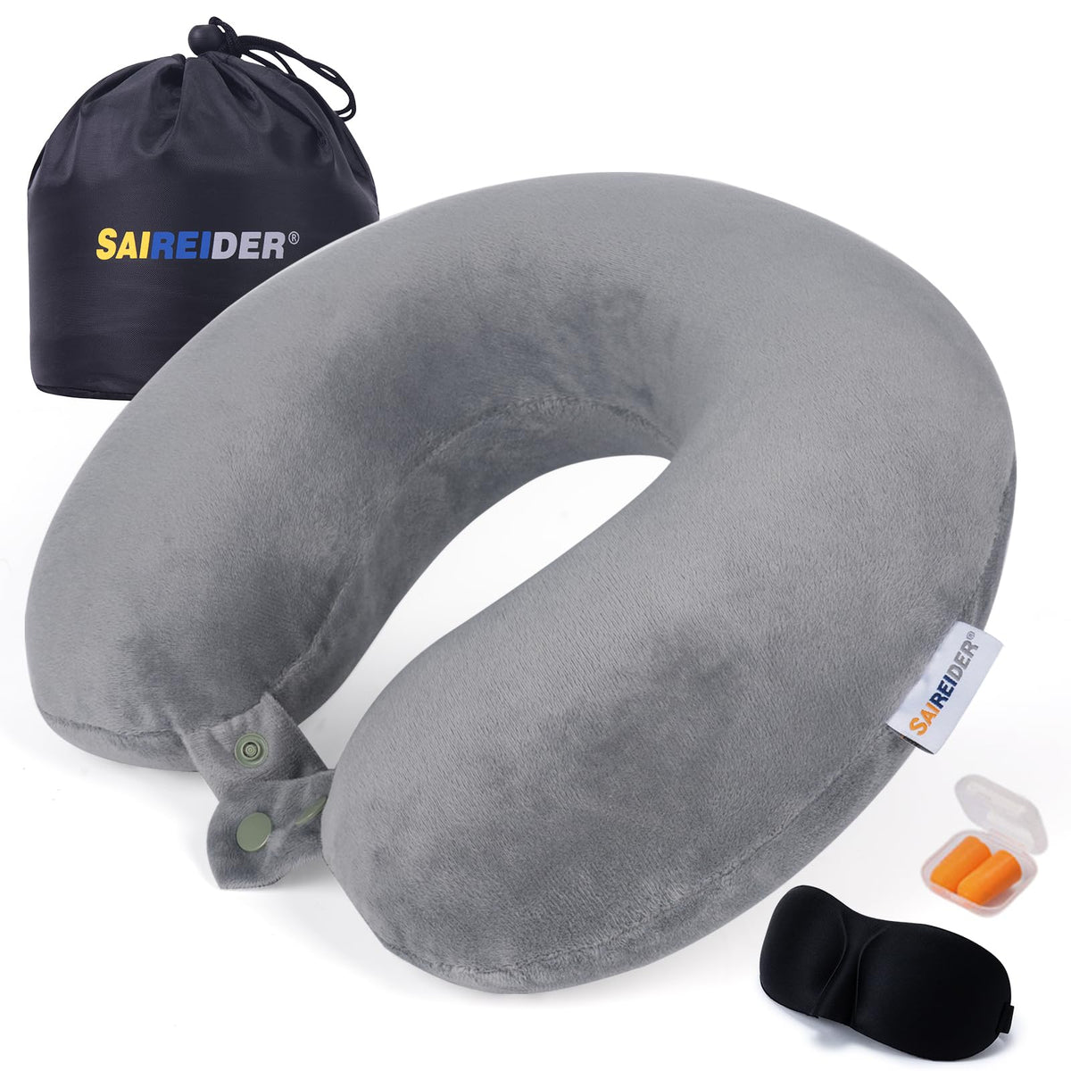 SAIREIDER Neck Pillows for Travel-Head Neck Support Travel Pillow for Traveling, Car, Home, Office Adjustable(Navy Blue)