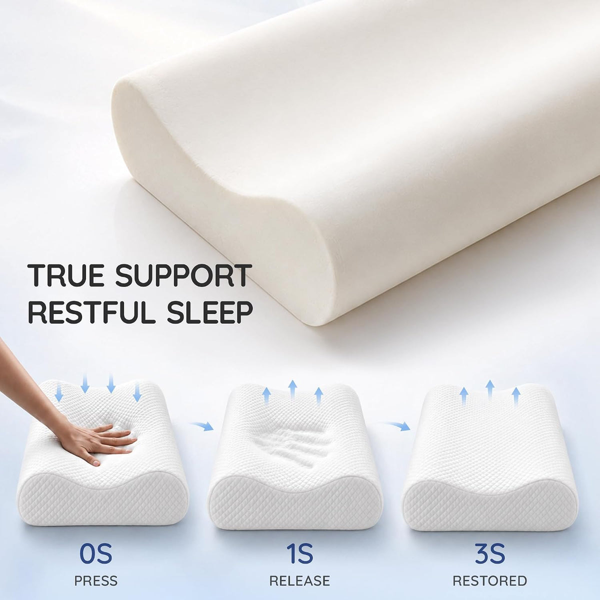 AM AEROMAX 32" King Contour Memory Foam Pillow for Neck Pain Relief, White
