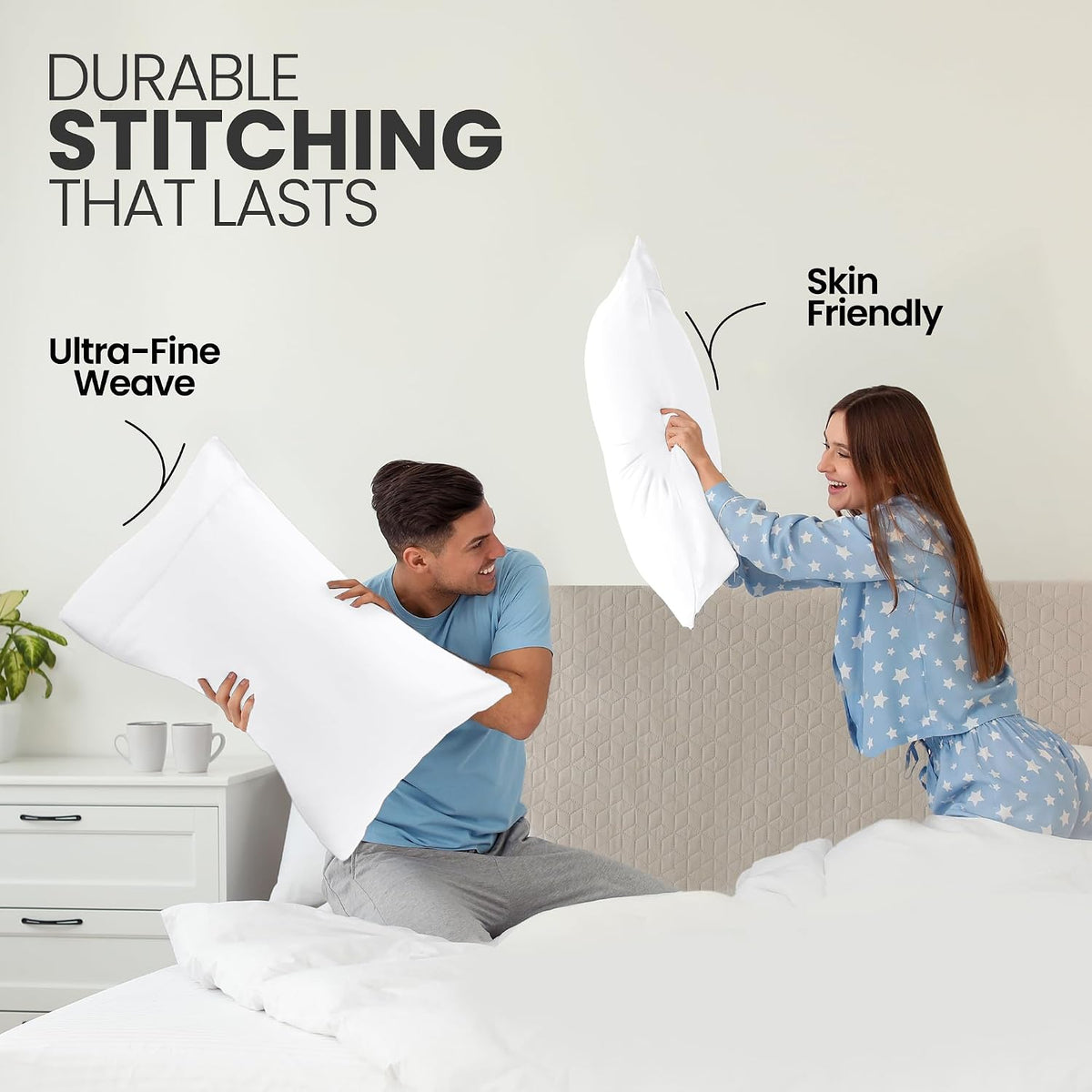 Pillow Covers King Size Set of 12, Soft and Comfy Pillow Cases, White