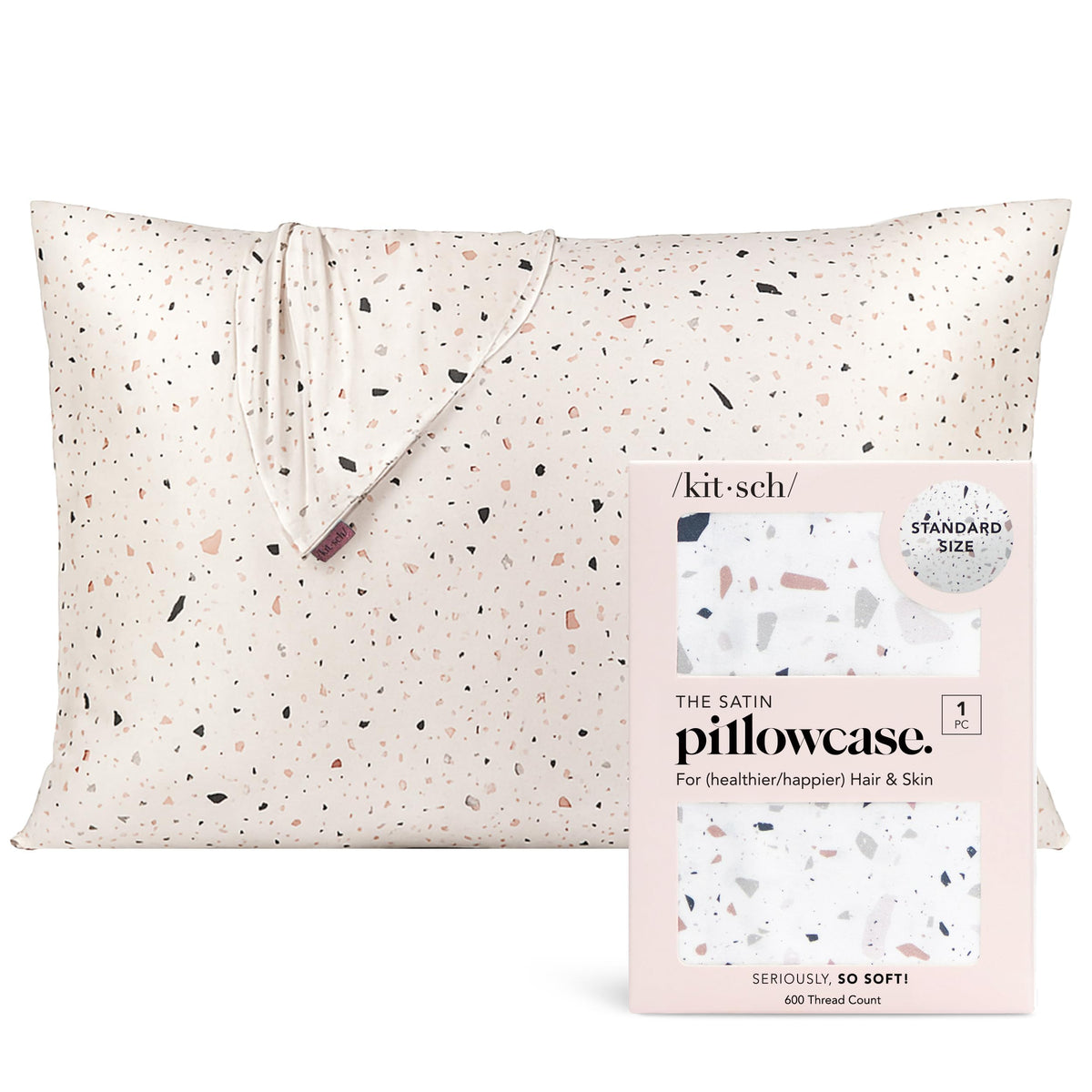 Kitsch Satin Pillowcase with Zipper - 2 pcs King Size, Ivory