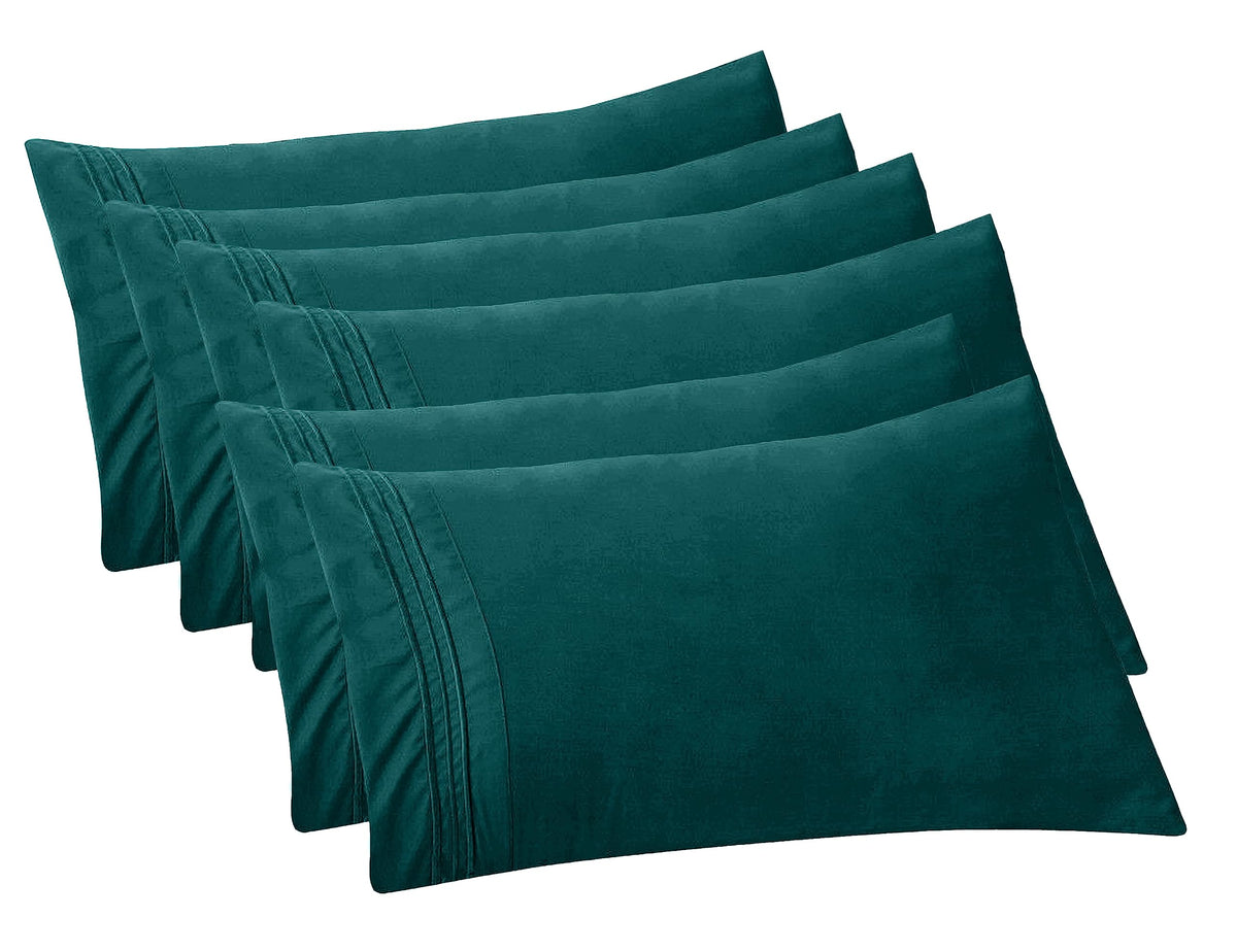 Elegant Comfort 4-PACK Solid Pillowcases 1500 Premium Hotel Quality Microfiber - Smooth Weave, Wrinkle and Stain Resistant, Easy Slip-On, 4-Piece Set, Standard/Queen Pillowcase, Gray