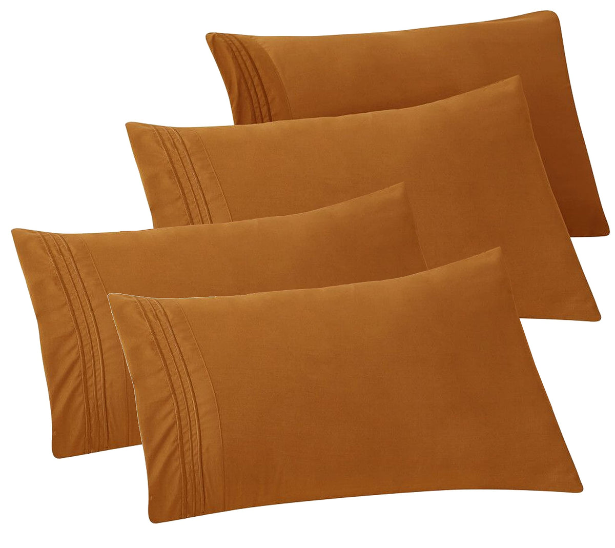 Elegant Comfort 4-PACK Solid Pillowcases 1500 Premium Hotel Quality Microfiber - Smooth Weave, Wrinkle and Stain Resistant, Easy Slip-On, 4-Piece Set, Standard/Queen Pillowcase, Gray
