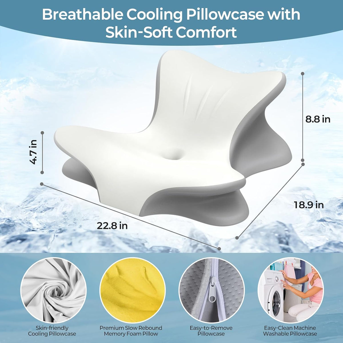 Cervical Neck Pillow for Pain Relief, Ergonomic Reading Pillow for Bed, Contour Wedge Pillow Back Support Pillow, Orthopedic Memory Foam Pillows for Sleeping, Use Lying Reading