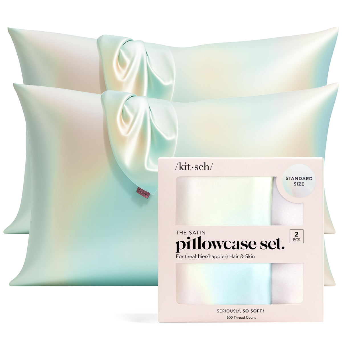Kitsch Satin Pillowcase with Zipper - 2 pcs King Size, Ivory