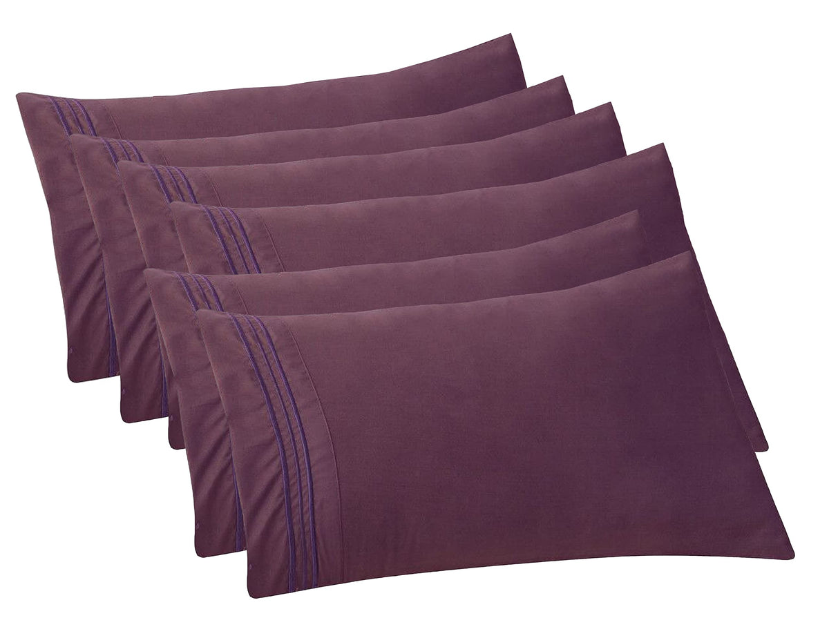 Elegant Comfort 4-PACK Solid Pillowcases 1500 Premium Hotel Quality Microfiber - Smooth Weave, Wrinkle and Stain Resistant, Easy Slip-On, 4-Piece Set, Standard/Queen Pillowcase, Gray