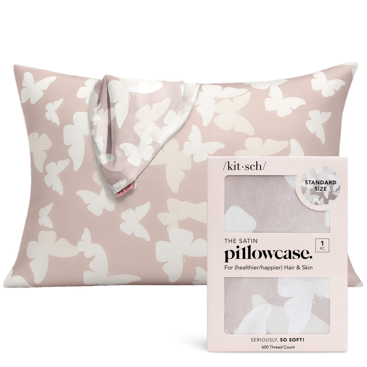 Kitsch Satin Pillowcase with Zipper - 2 pcs King Size, Ivory