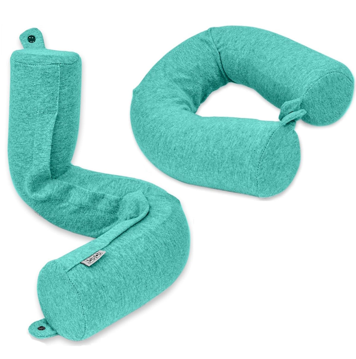 Dot&Dot Twist Memory Foam Travel Pillow, Bendable Neck Pillow for Airplane, Car and Home, 26-Inch Adjustable Roll with Washable Cotton Cover, Gray