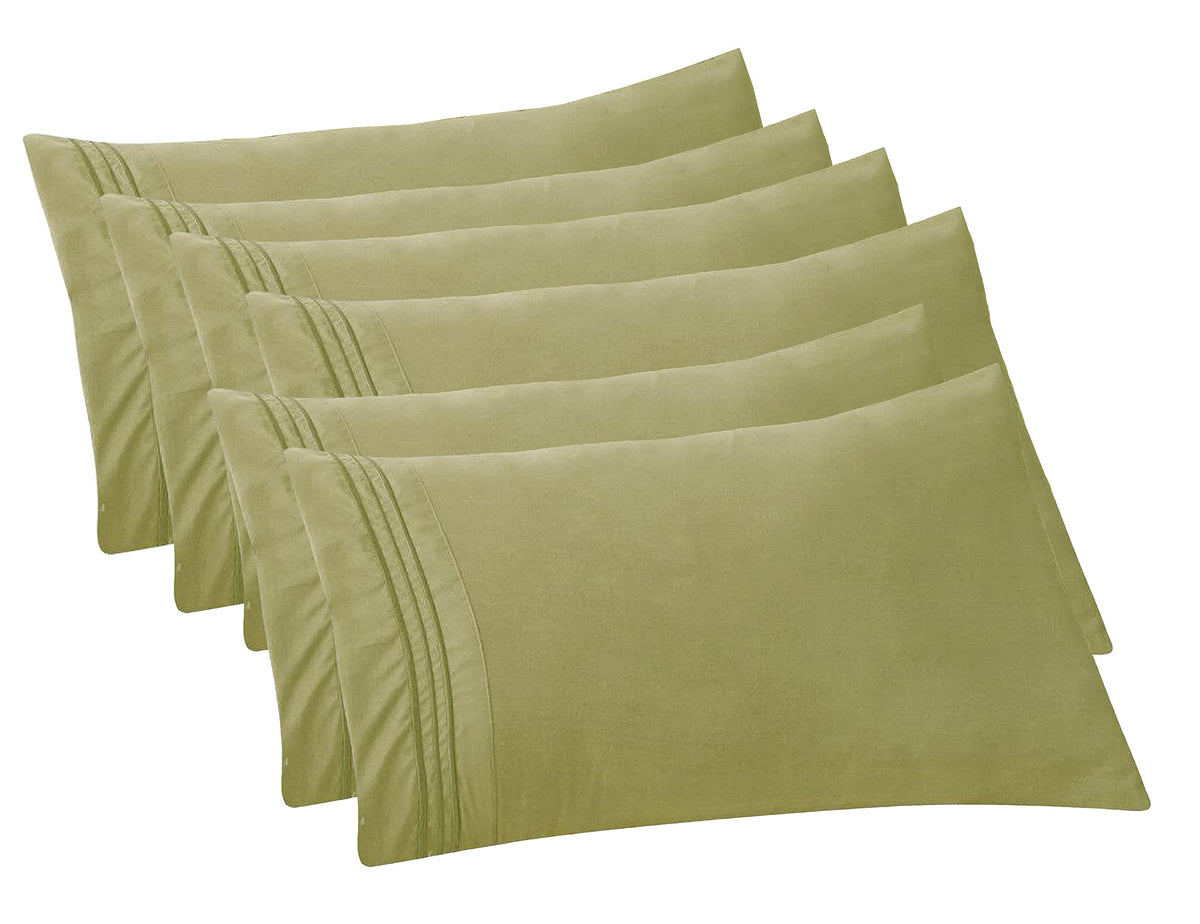 Elegant Comfort 4-PACK Solid Pillowcases 1500 Premium Hotel Quality Microfiber - Smooth Weave, Wrinkle and Stain Resistant, Easy Slip-On, 4-Piece Set, Standard/Queen Pillowcase, Gray