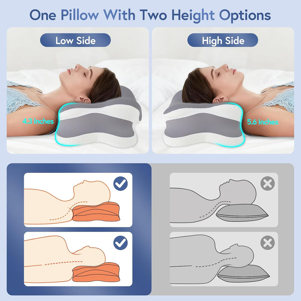 Ergonomic Cervical Memory Foam Pillow for Sleep Apnea Neck Support