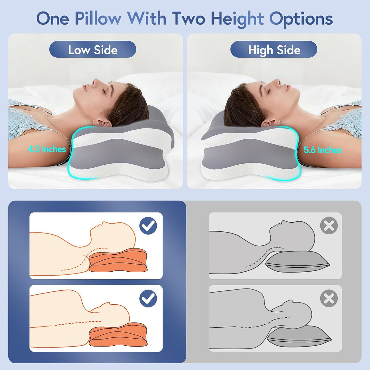 Ergonomic Cervical Memory Foam Pillow for Sleep Apnea Neck Support