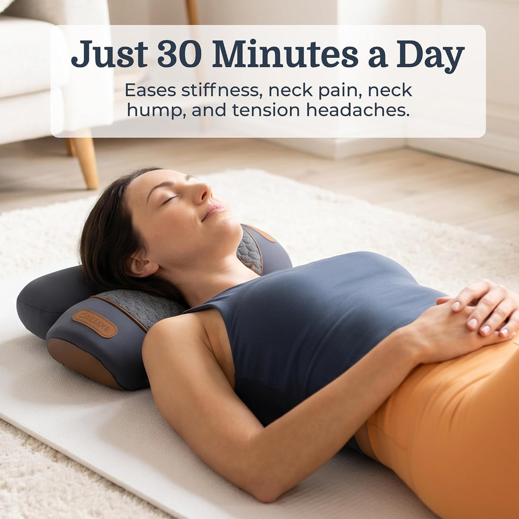 CALLIXE Original TheraPillow – 3-in-1 Neck Massager Pillow with Heat & Gentle Traction | Relaxing Neck & Shoulder Support with Vibration Massage, Wireless Design & USB-C Charging