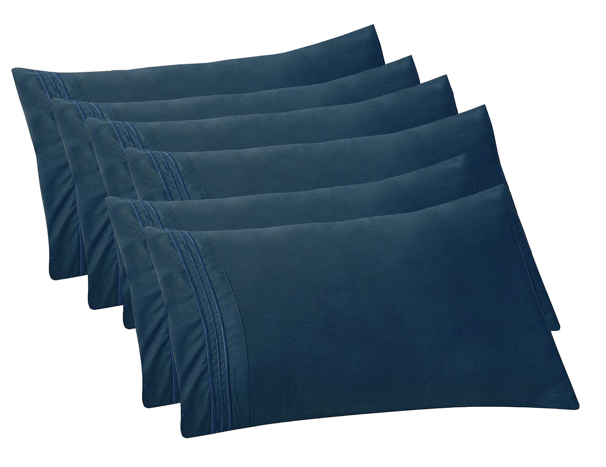 Elegant Comfort 4-PACK Solid Pillowcases 1500 Premium Hotel Quality Microfiber - Smooth Weave, Wrinkle and Stain Resistant, Easy Slip-On, 4-Piece Set, Standard/Queen Pillowcase, Gray