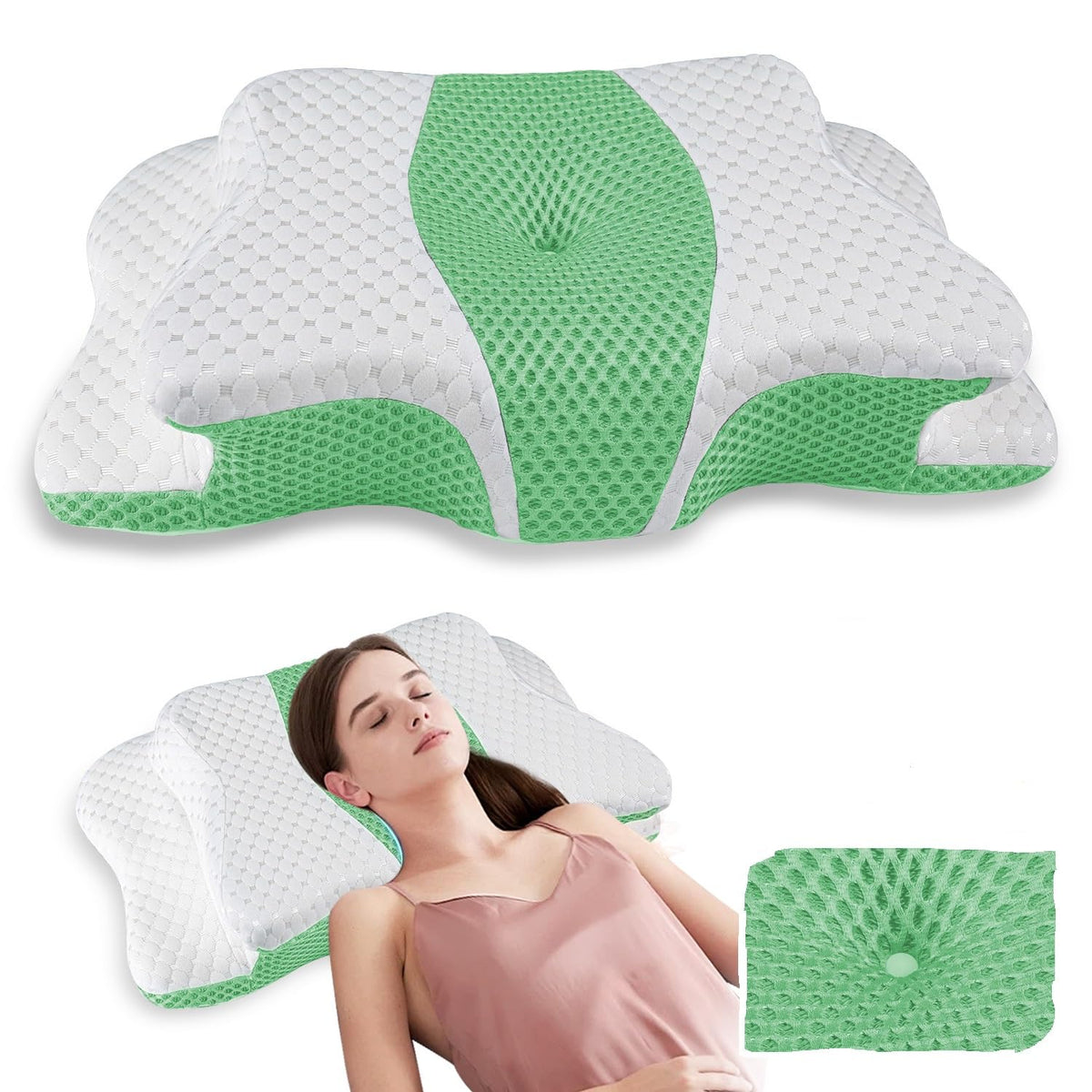 Pain Relief Cervical Pillow for Neck Support, Adjustable Ergonomic Pillow