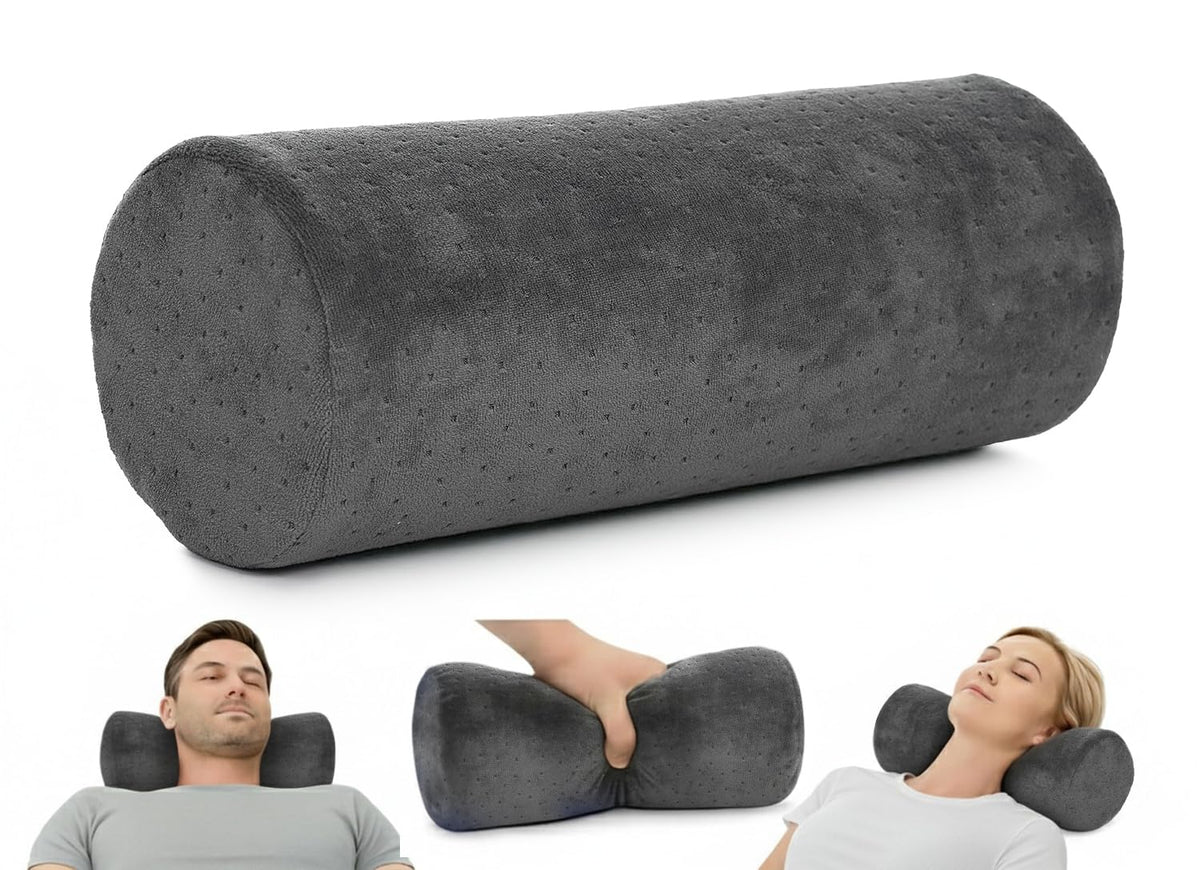 AllSett Health Firm Round Bolster Pillow - Memory Foam Cervical Neck Roll Pillow for Sleeping