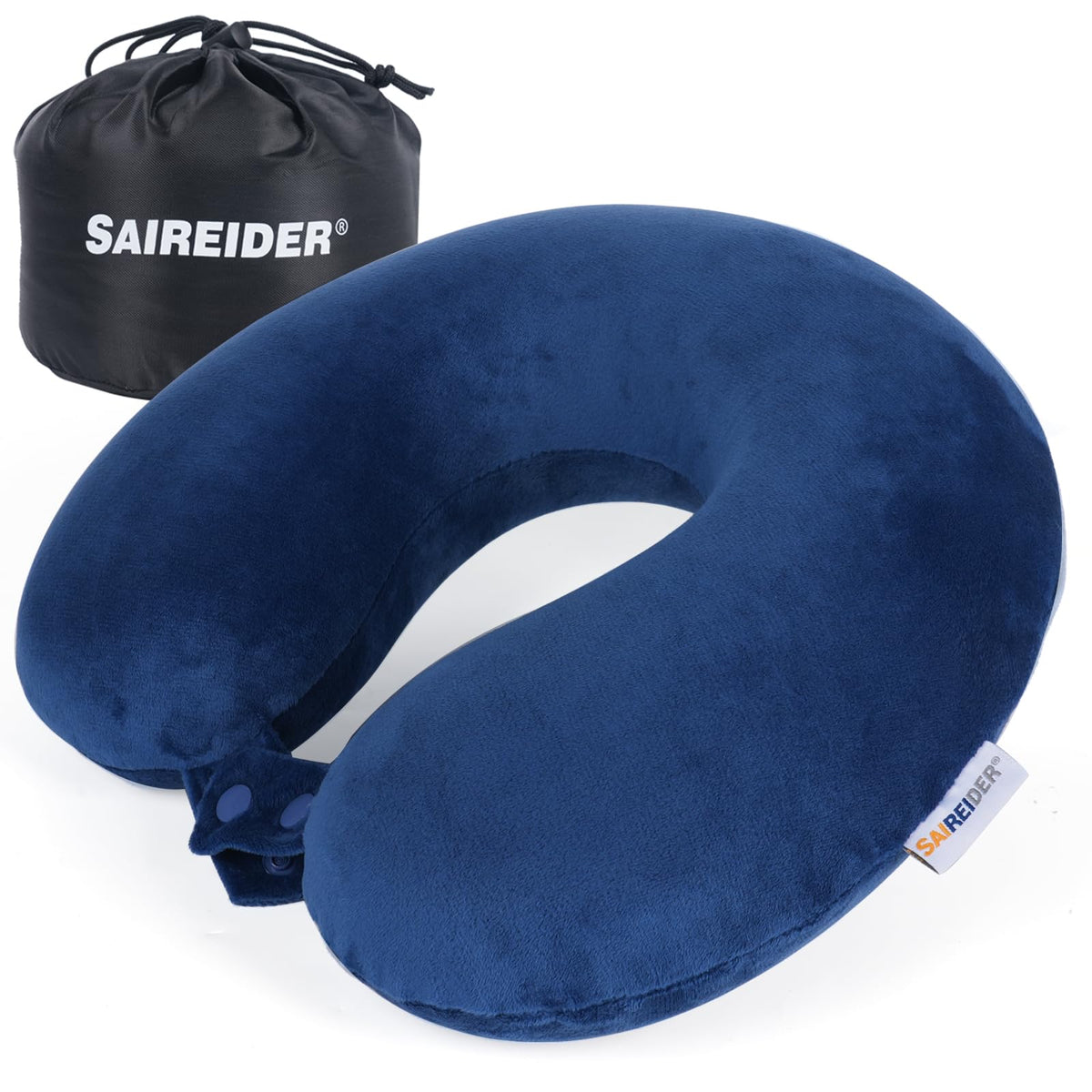 SAIREIDER Neck Pillows for Travel-Head Neck Support Travel Pillow for Traveling, Car, Home, Office Adjustable(Navy Blue)